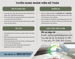 Tuyển dụng 3 nghi son phat tuyen dung nhan vien ke toan